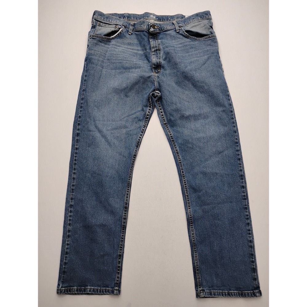 Wrangler Rugged Jeans Men 42x30 Blue Regular Fit Straight Whiskered Denim Pants